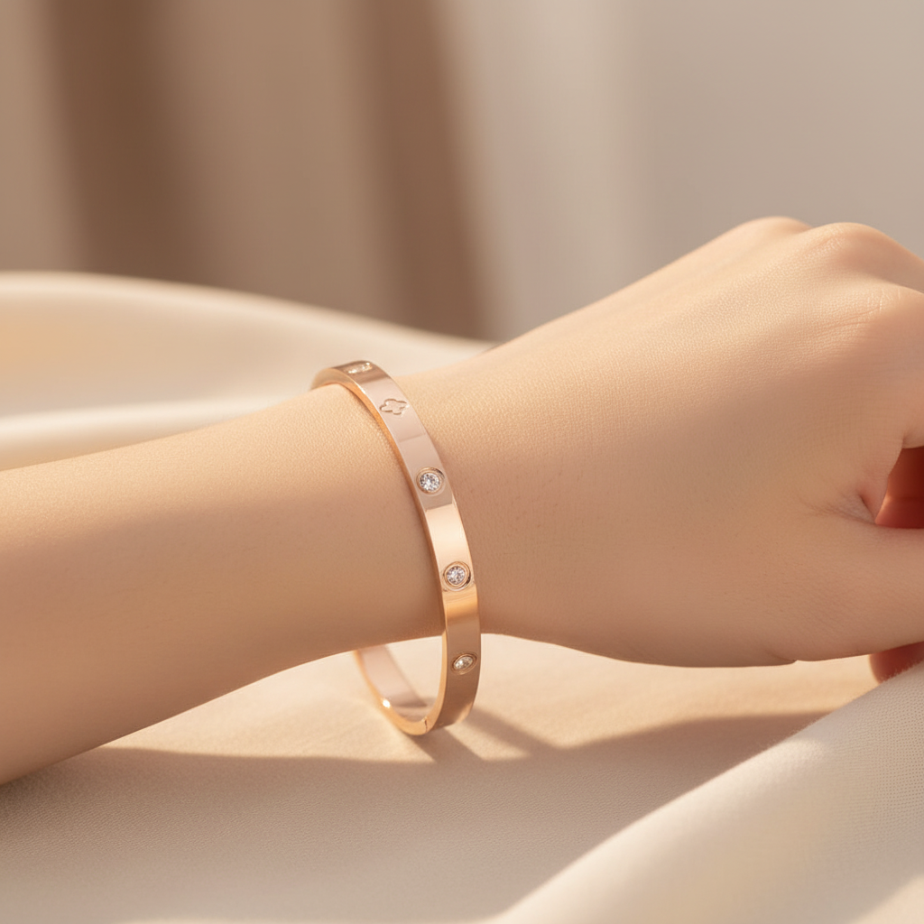 Rose gold on wrist