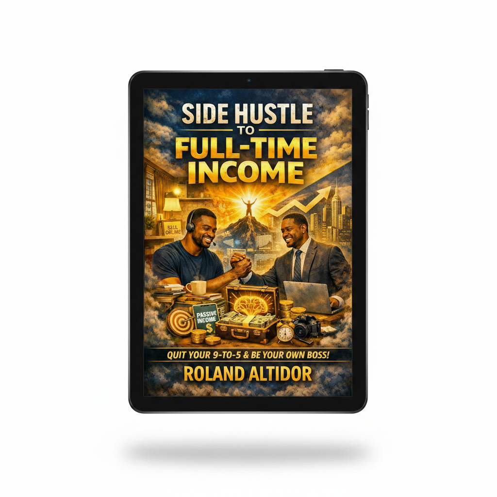 Side Hustle to Full-Time Income – Tablet Mockup